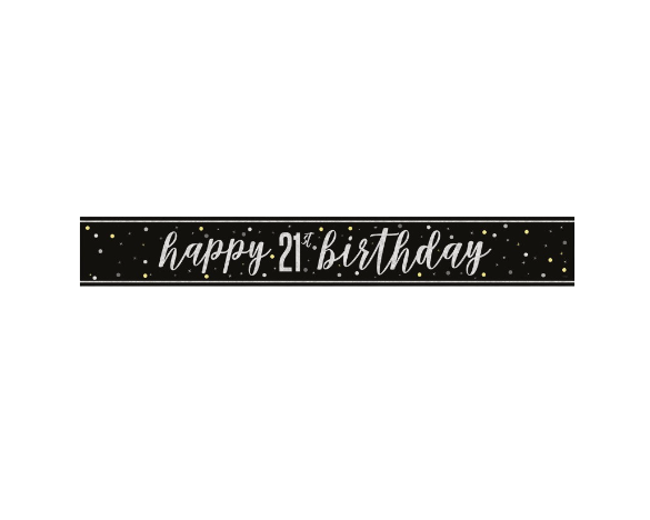 GLITZ Black 21 Prism Foil Banner - (9 ft)