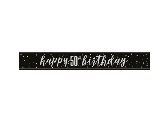 GLITZ Black 50 Prism Foil Banner  - (9 ft)