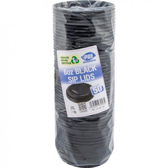 Drink Cups Lids Black 8oz - (50 Pack)
