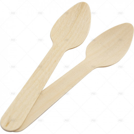 Cutlery Teaspoons Wooden Bio Degradable 11cm - (100 Pack)