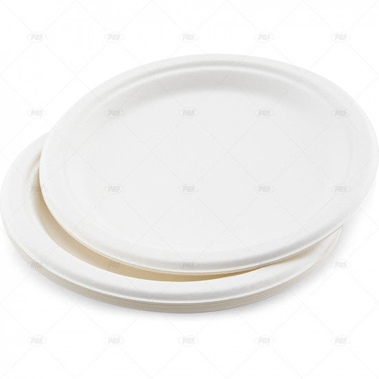 Plates Bagasse White 23cm - (10 Pack)