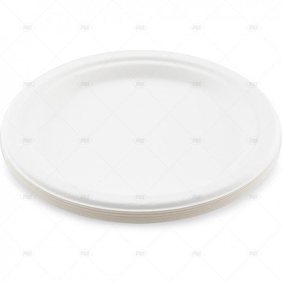 Plates Bagasse White 23cm - (10 Pack)
