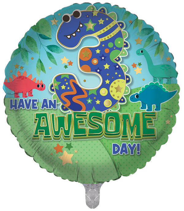You're 3 Today Blue Foil Balloons - (18")