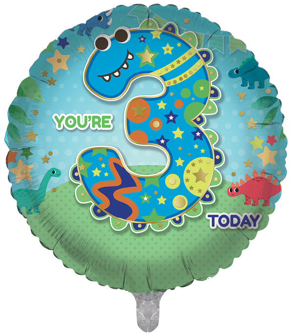 You're 3 Today Blue Foil Balloons - (18")