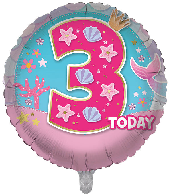 You're 3 Today Pink Foil Balloons - (18")