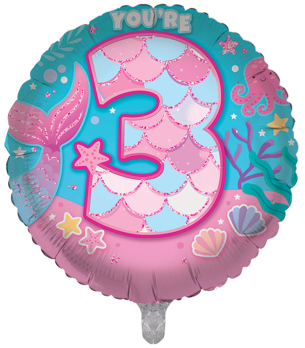 You're 3 Today Pink Foil Balloons - (18")