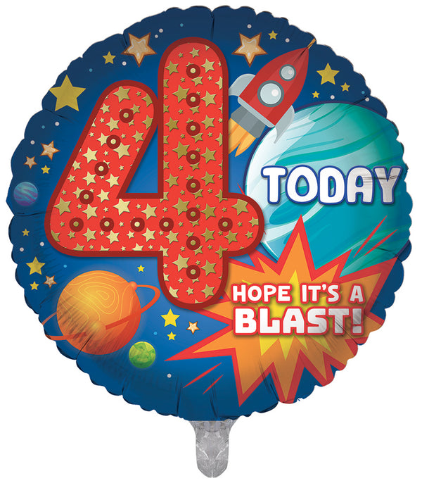 You're 4 Today Blue Foil Balloons - (18")