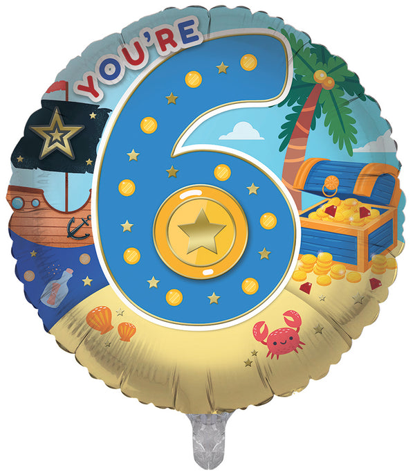 You're 6 Today Blue Foil Balloons - (18")