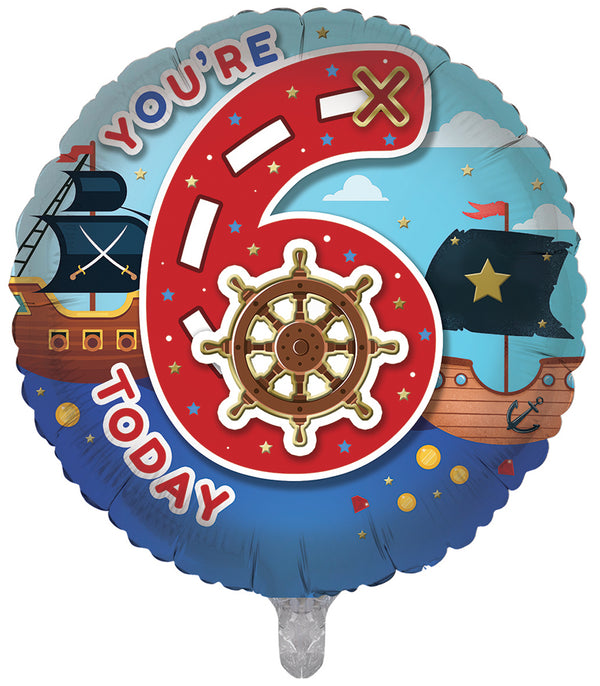 You're 6 Today Blue Foil Balloons - (18")