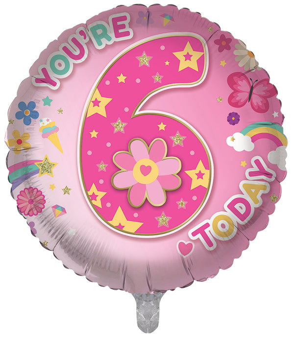 You're 6 Today Pink Foil Balloons - (18")