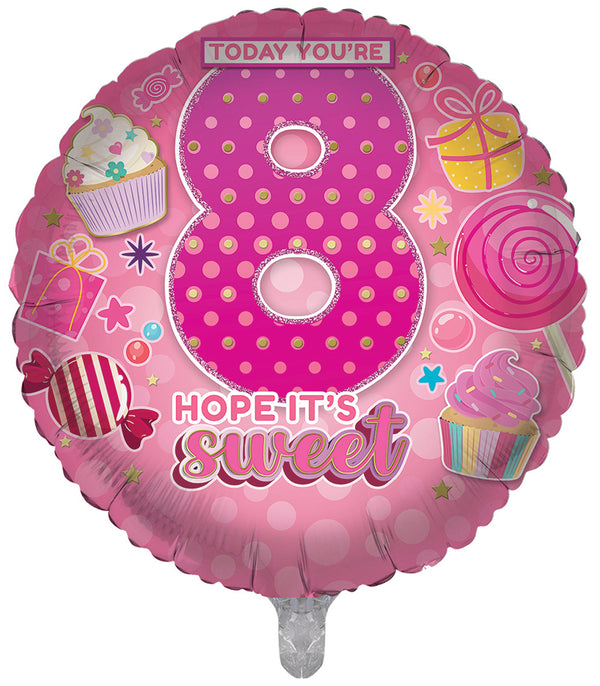 You're 8 Today Pink Foil Balloons - (18")