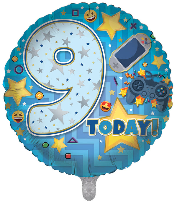 You're 9 Today Blue Foil Balloons - (18")