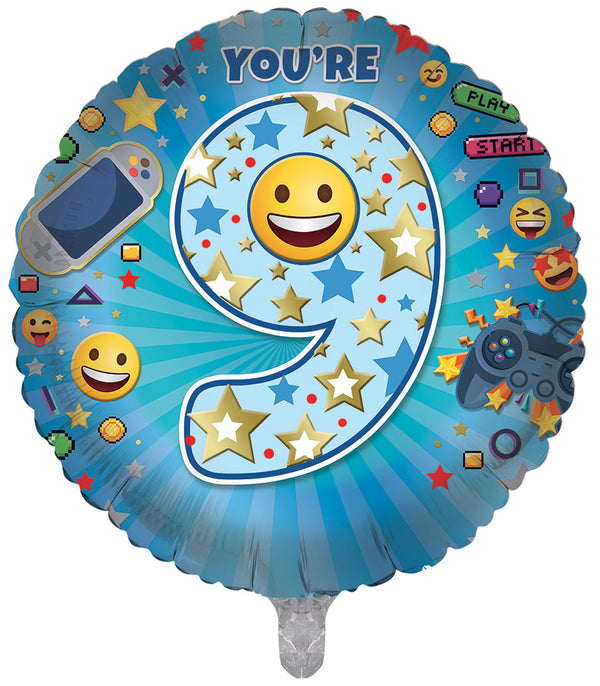 You're 9 Today Blue Foil Balloons - (18")