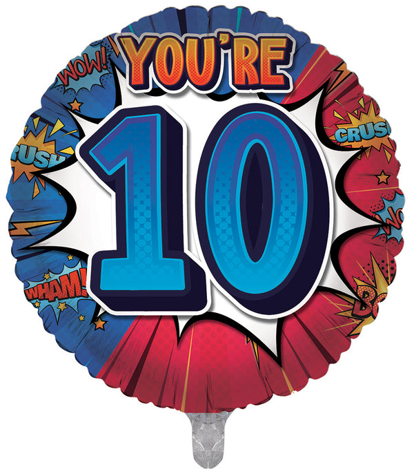 You're 10 Today Blue Foil Balloons - (18")