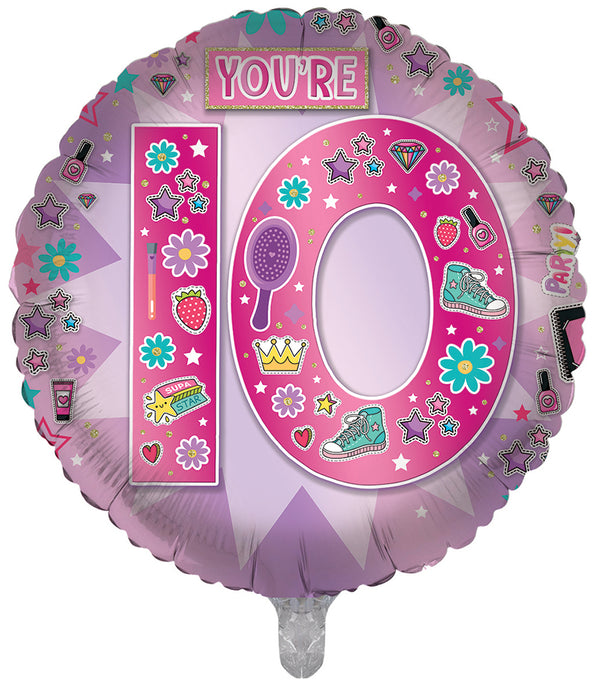 You're 10 Today Pink Foil Balloons - (18")