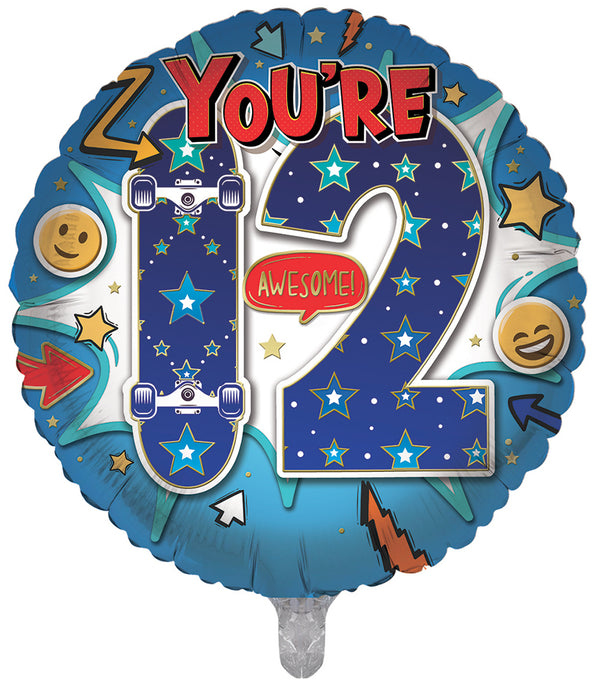 You're 12 Today Blue Foil Balloons - (18")