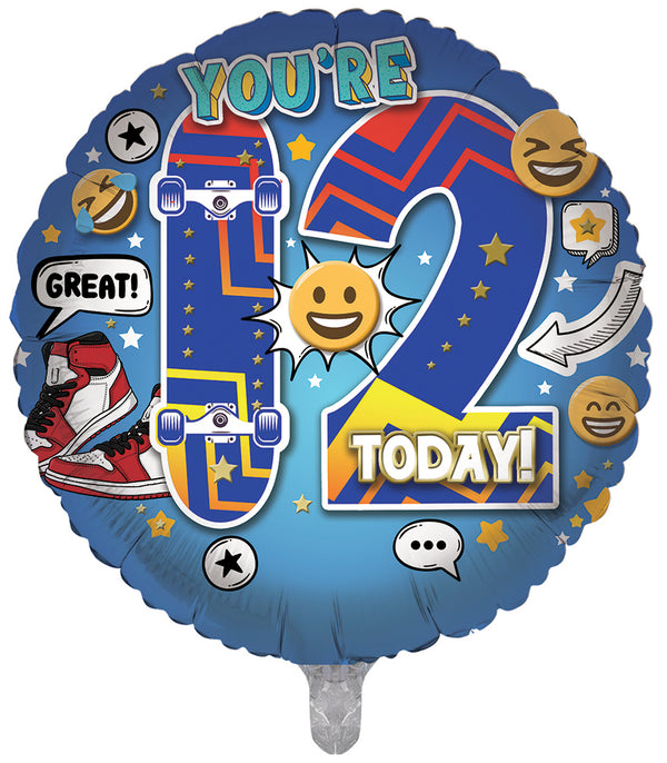 You're 12 Today Blue Foil Balloons - (18")