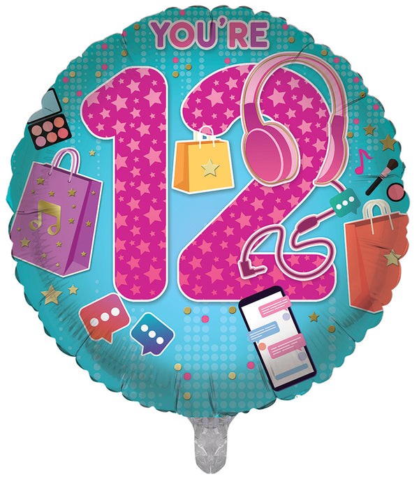 You're 12 Today Pink Foil Balloons - (18")
