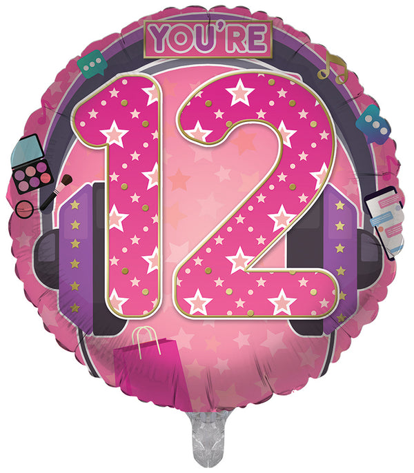 You're 12 Today Pink Foil Balloons - (18")