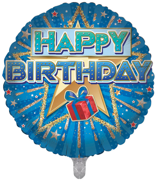 Happy Birthday Blue Stars Foil Balloons - (18")
