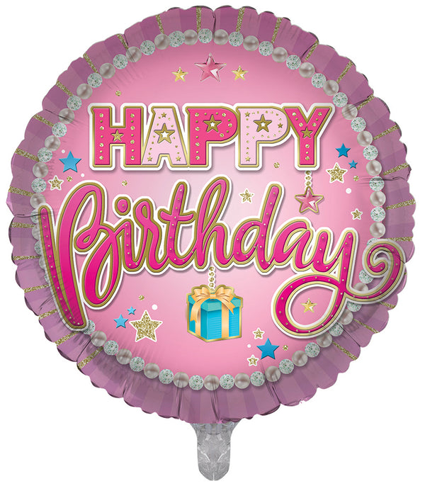 Happy Birthday Pink Gold Foil Balloons - (18")