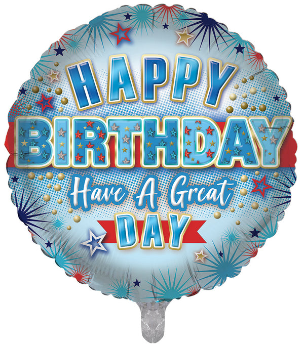Happy Birthday Have a great day Blue Foil Balloons - (18")