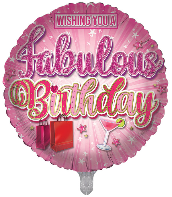 Wishing you a Fabulous Birthday Pink Foil Balloons - (18")