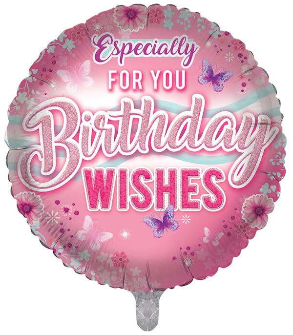 Happy Birthday Best Wishes Pink Foil Balloons - (18")