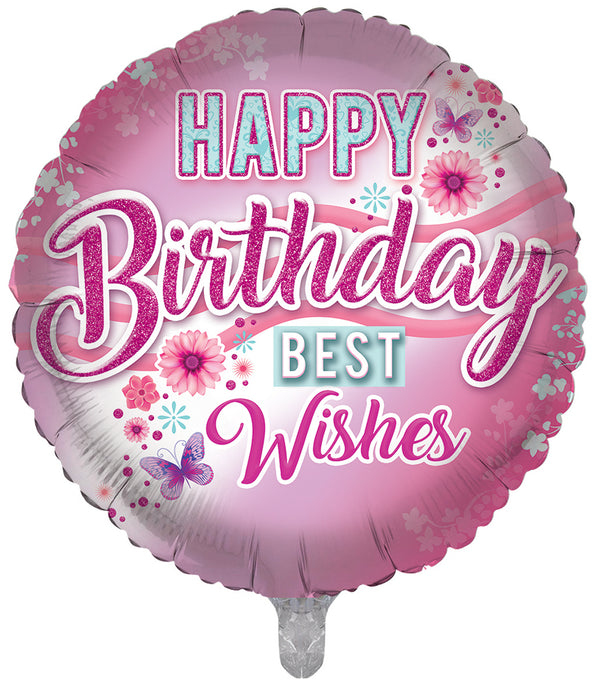 Happy Birthday Best Wishes Pink Foil Balloons - (18")