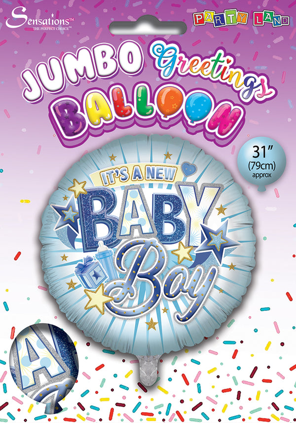 New Baby Boy Blue Foil Balloons - (31")