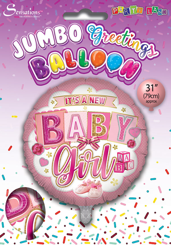 New Baby Girl Pink Foil Balloons - (31")
