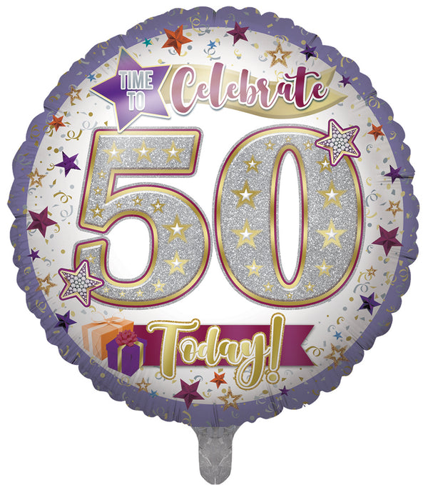 Time to Celebrate 50 Today Foil Balloons - (31")
