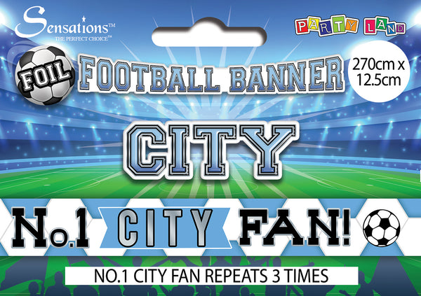 No.1 City Fan Football Foil Banners - (270cm x 12.5 cm)