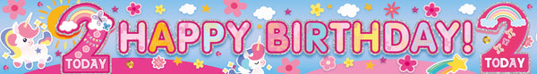 Happy 2nd Birthday Foil Banners Pink - (270cm x 12.5 cm)