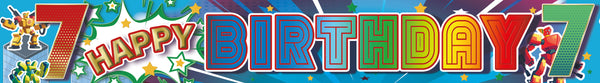 Happy 7th Birthday Foil Banners Blue - (270cm x 12.5 cm)