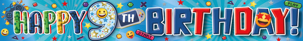 Happy 9th Birthday Foil Banners Blue - (270cm x 12.5 cm)