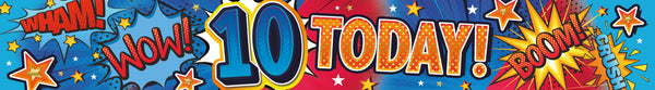 Happy 10th Birthday Foil Banners Blue - (270cm x 12.5 cm)