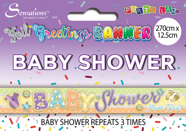 Baby Shower Foil Banners - (270cm x 12.5 cm)