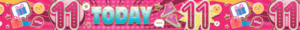 11th Today Foil Banners Pink - (270cm x 12.5 cm)