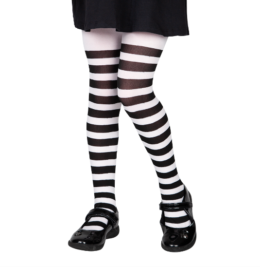 Kids Tights - White & Black Stripe (4-6)