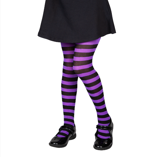 Kids Tights - Purple & Black Stripe (7-10)