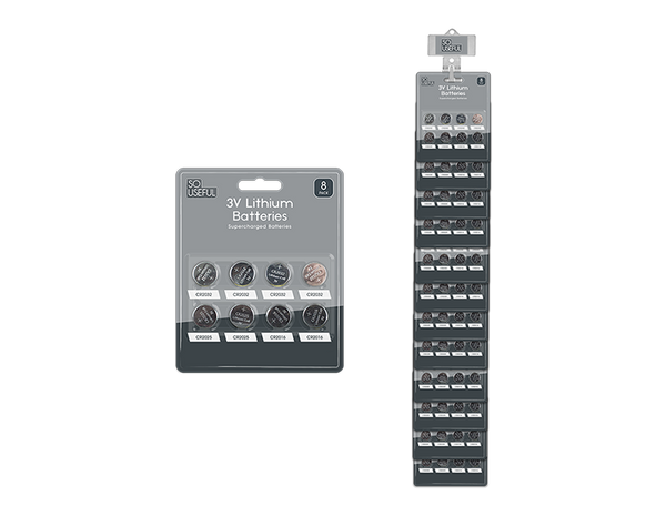 3V Lithium Batteries With Clip Strip - (8 Pack)