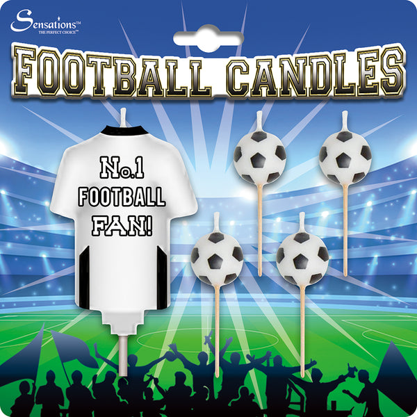 No.1 Football Candles Black/White - (5 Pack)