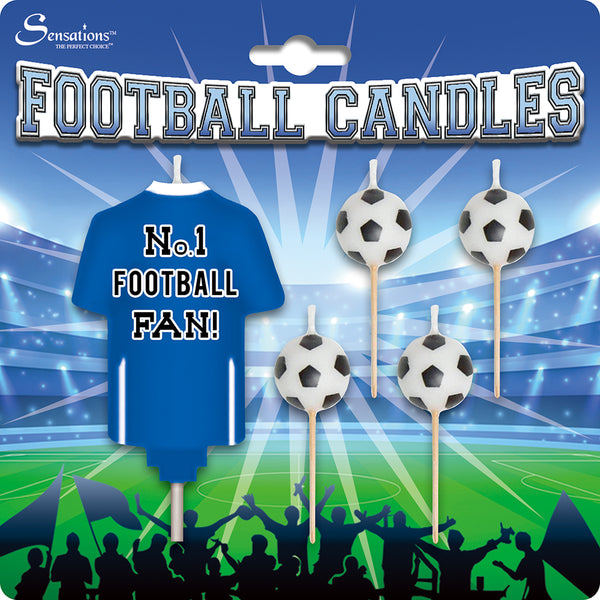 No.1 Football Candles Blue/White - (5 Pack)