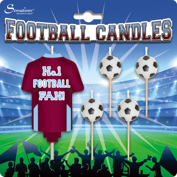 No.1 Football Candles Claret/Blue - (5 Pack)