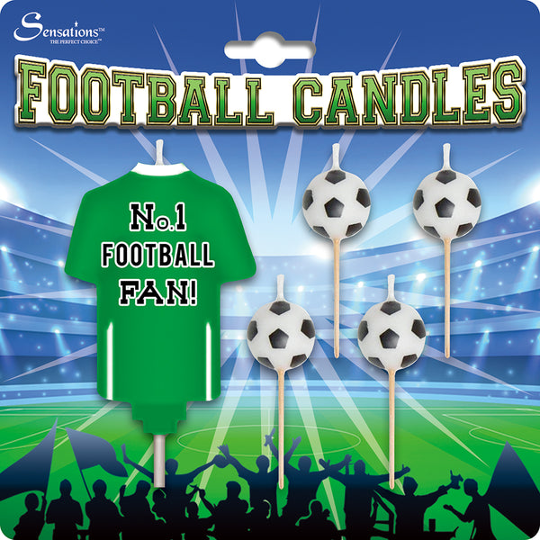 No.1 Football Candles Green/White - (5 Pack)