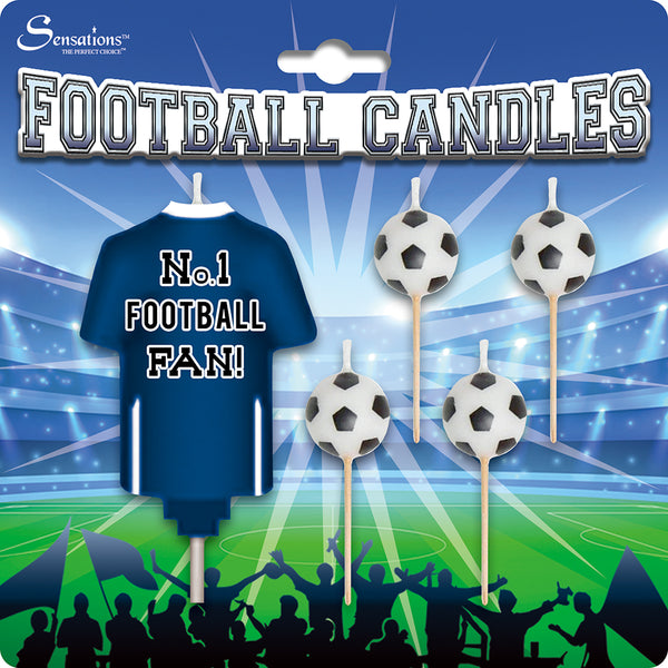 No.1 Football Candles Navy/White - (5 Pack)