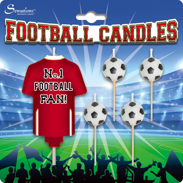 No.1 Football Candles Red/White - (5 Pack)