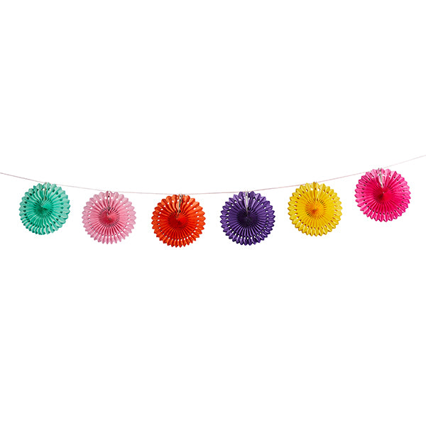 Bright Coloured Paper Fan Garland - (2m)