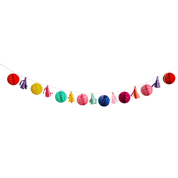 BRIGHT COLOURED HONEYCOMB & TASSEL GARLAND - (2M)